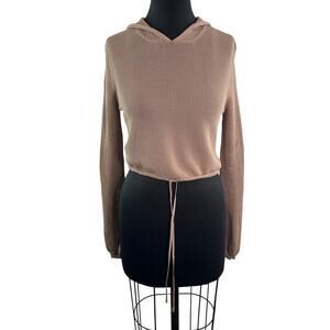 Rehab Lab Beige Sweatsuit Perforated Hooded Lace Up Poplin Pants Set L Large